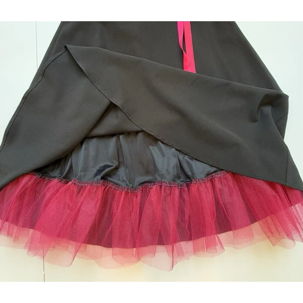 Vintage Rampage Strapless Dress Size 9 Pink Black Whimsi Goth A-Line 90s Y2K